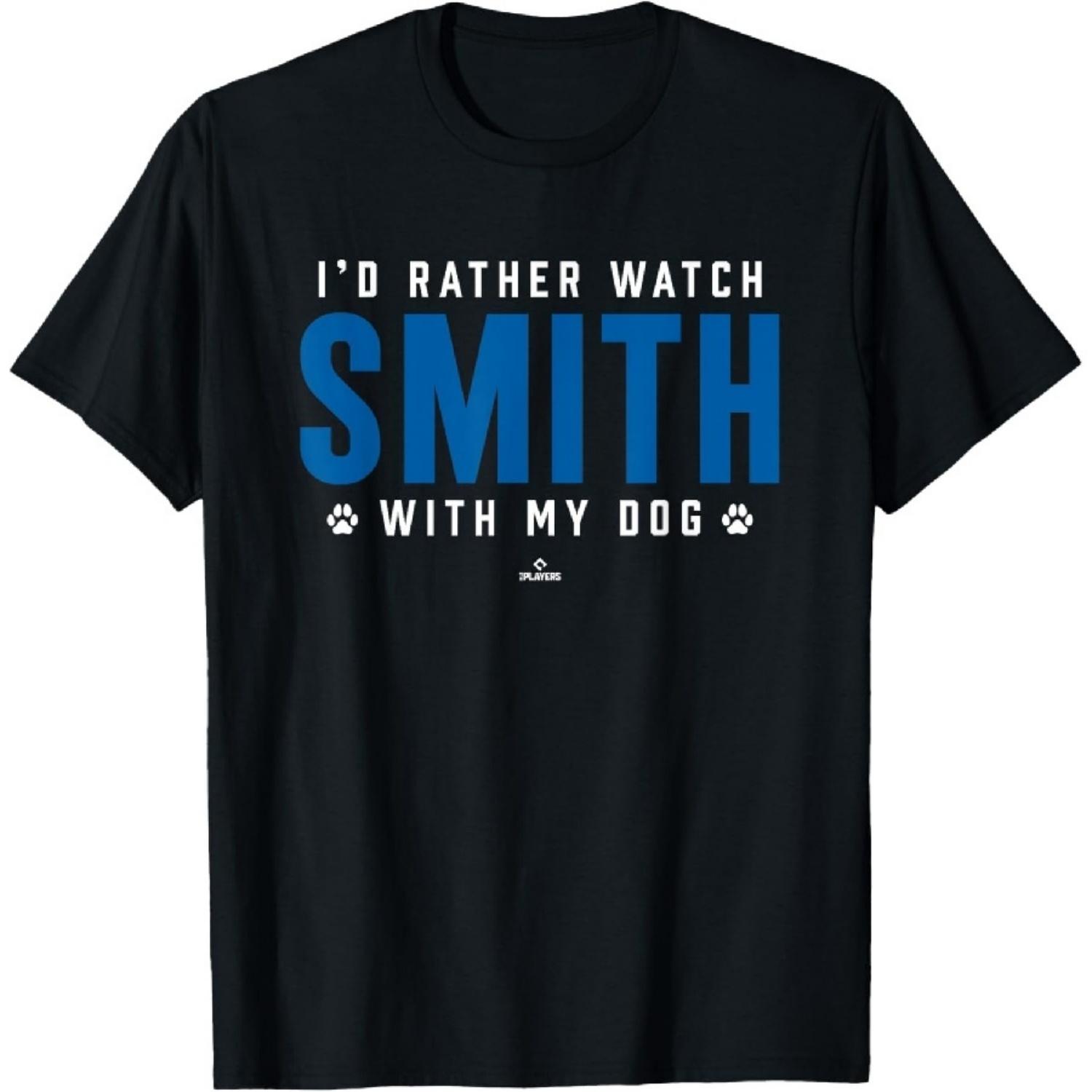 With My Dog Will Smith Los Angeles Baseball MLBPA T-Shirt S