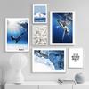 Blue Sea Whale Coral Lighthouse Marble Wall Art Canvas Painting Nordic Posters And Prints Wall Pictures For Living Room Decor