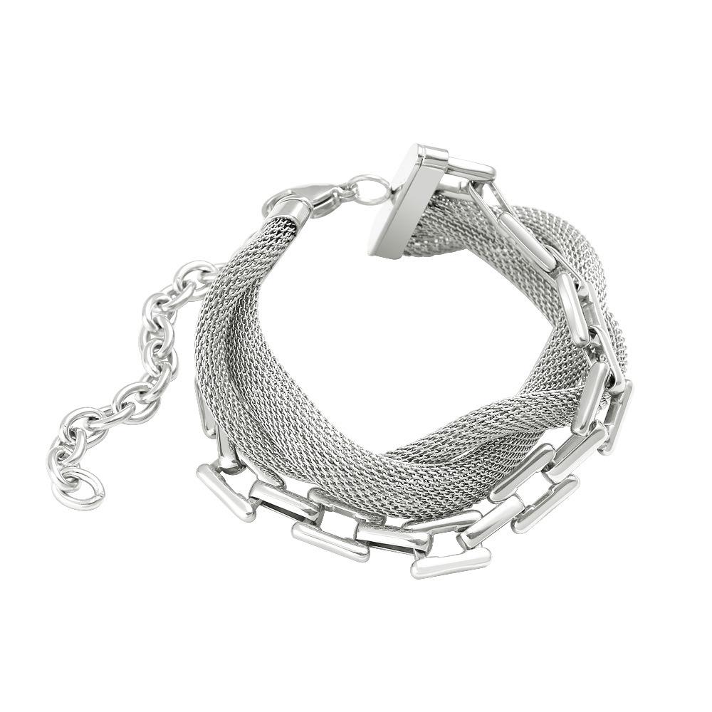 Trendy French Retro Multi-layer Mesh Bracelet Necklace Set – Stainless Steel Jewelry