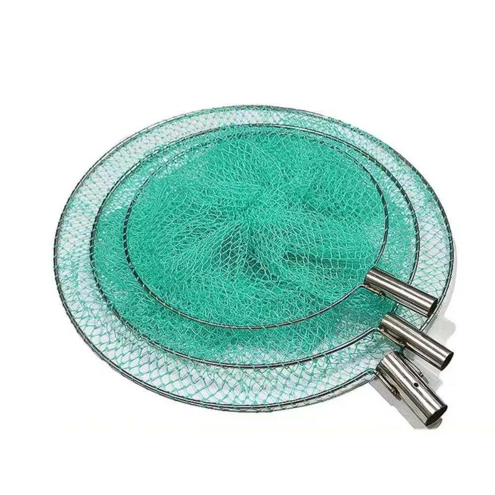 Stainless Steel Fishing Landing Net Nylon Mesh Fly Fishing Dip Net  For Freshwater Saltwater