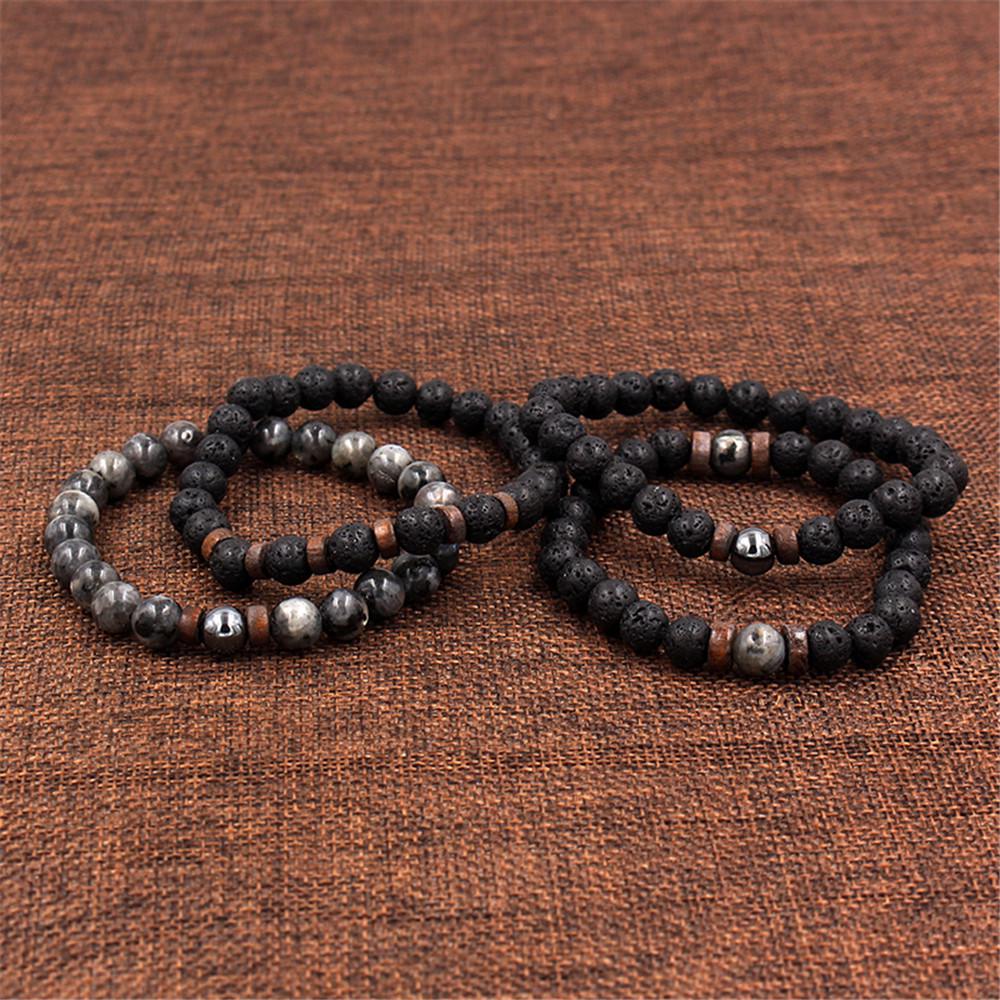 Volcanic and Black Iron Stone Couple Bracelets - Shining Gemstone Style.