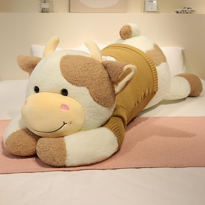 Sweater Lying Cow Throw Pillow Plush Toy Doll Big Cow Doll Girl Sleeping Soothing Doll