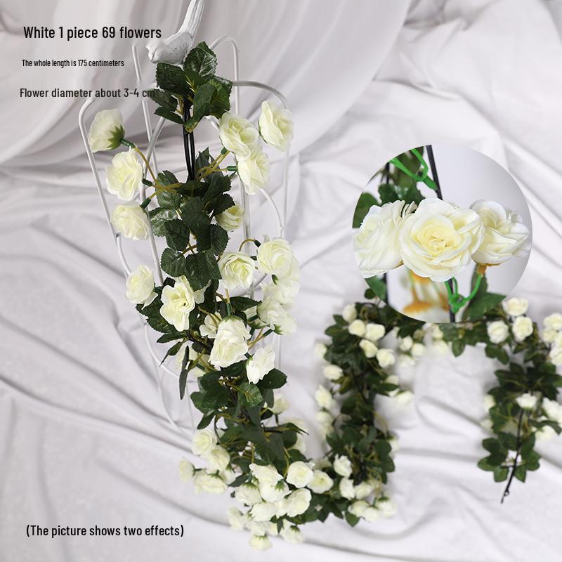 Artificial Rose Vine for Air Conditioning Pipe and Staircase Decoration