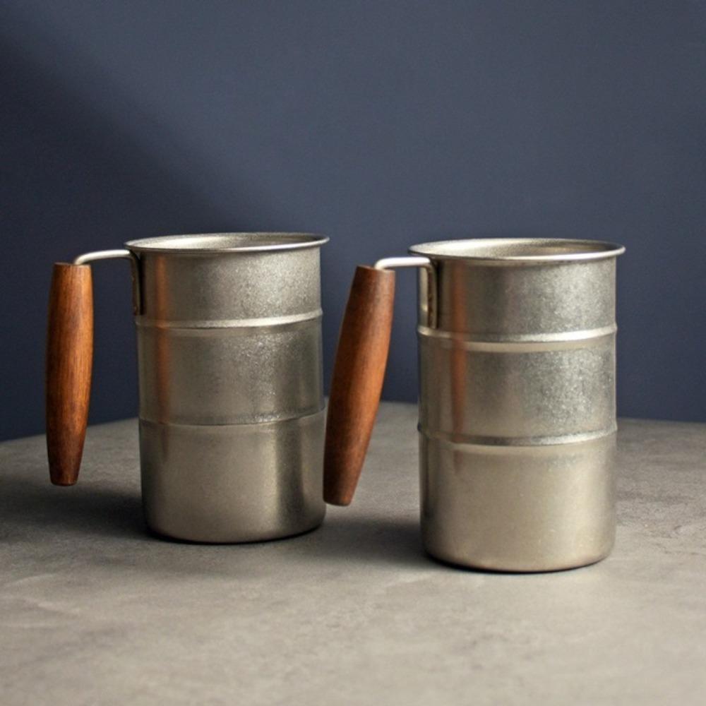Stainless Steel Vintage Wine Mug Oil Barrel Design Coffee Cup Cold Drinks Mug  Outdoor Use