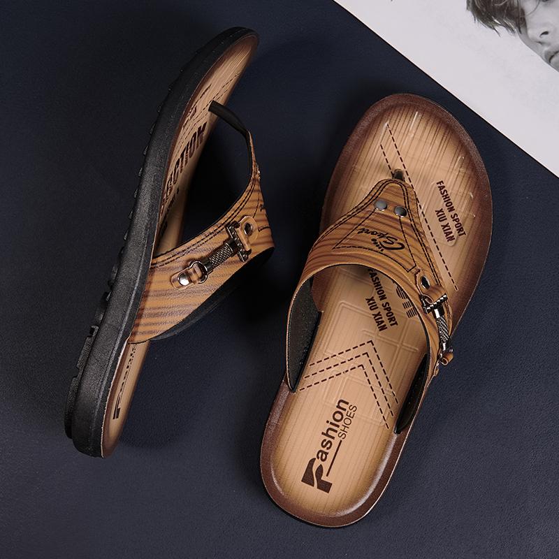 Summer Casual Men's Flip-flops Handmade Slippers Non-slip Soft Sandals Garden Shoes Beach Shoes Indoor Home Slides Flat Shoes