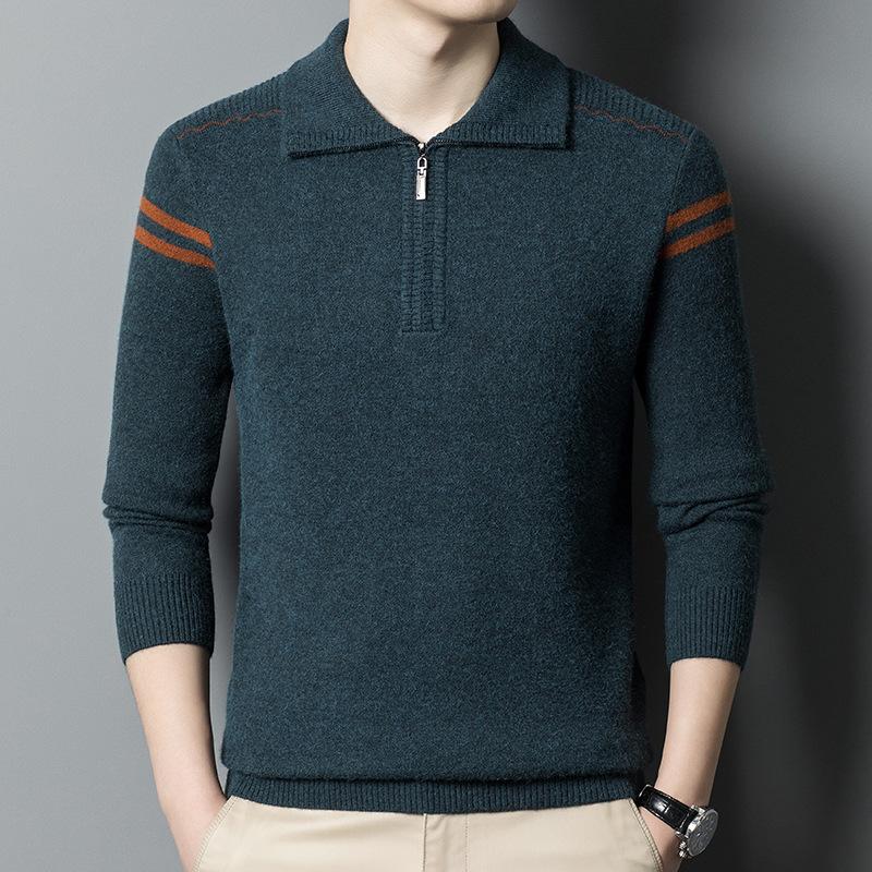 Sweater Men's Thick Undercoat Autumn and Winter New Young Men's Sweater Korean Zipper Sweater