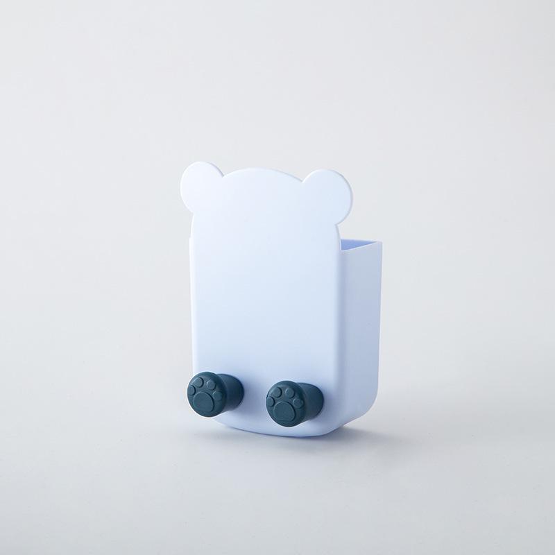Wall-Mounted Cartoon Storage Box: Creative Plastic Pen Holder for Home Supplies and Remote Control. Punch-Free Simple Design.