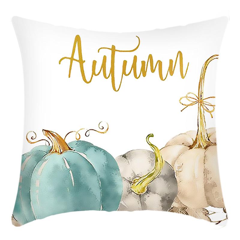 New Thanksgiving Series Pillow Cover English Letter Pumpkin Print Cushion Home Sofa Cushion Cover