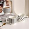 1 st Keramisk mugg i nordisk stil Lämplig för iskaffe, cappuccino, prickig mugg, randig kaffe-tekopp, stapelbar kontorsvattenkopp