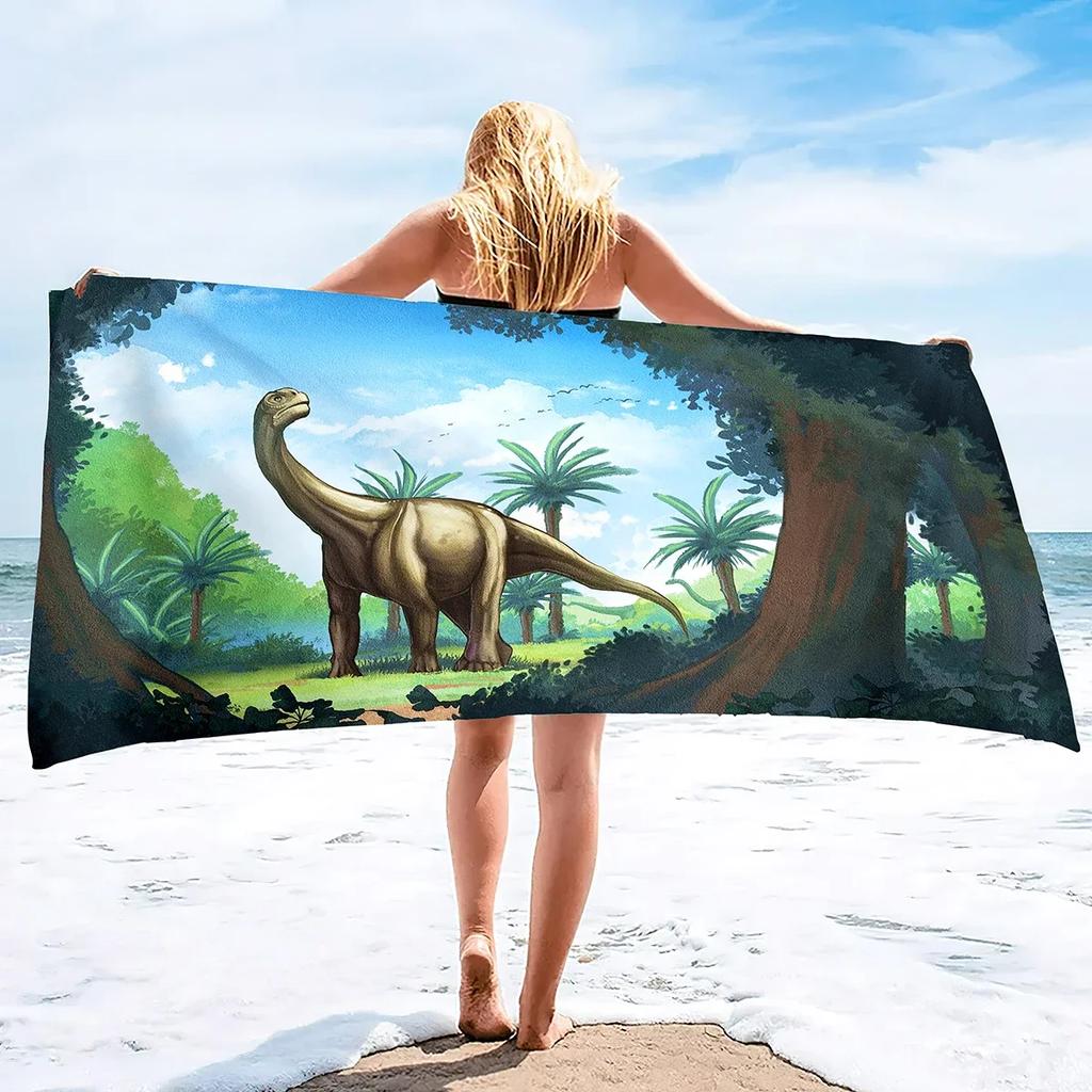 Dinosaur Beach Towel Watercolor Camping S for Boys Kids Quick Dry Ultra Absorbent Super Soft Blanket Pool