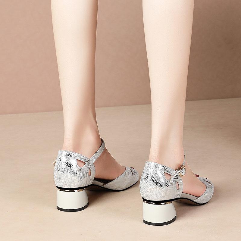 Hollow Snake Pattern With Medium Heels Woman Shoes Summer Sale Chic and Elegant Sales Casual on Offer Comfort Sandals for Women