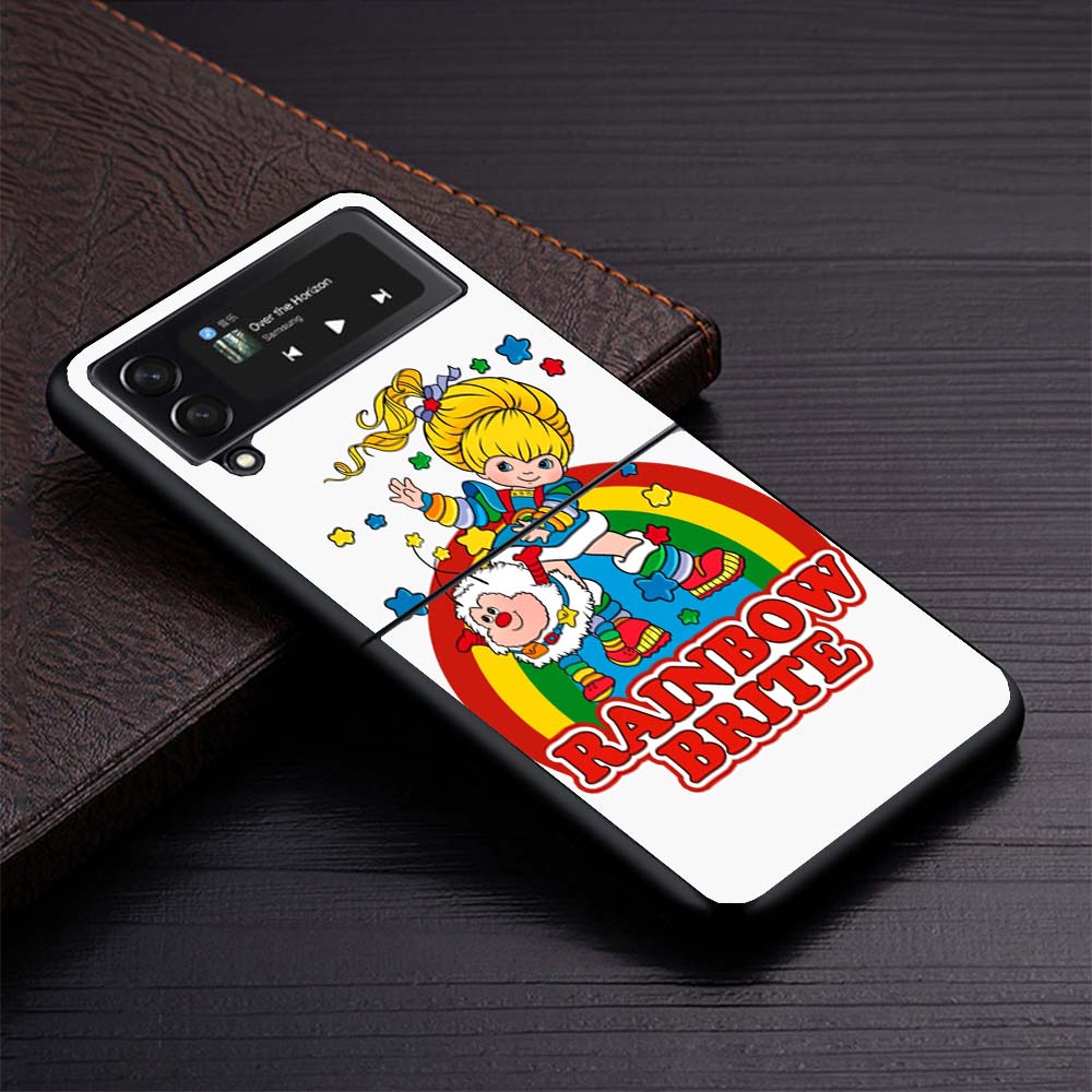 

R-Rainbow Cute Brite Black Phone Cases for Samsung Z Flip 7 6 5 4 3 Luxury Galaxy ZFlip7 ZFlip6 Flip5 Flip4 Flip3 Shell Cover Z Samsung Z Flip 6