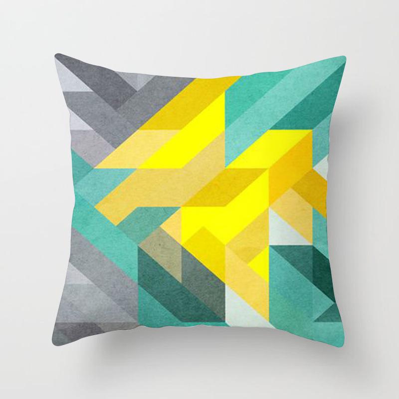 Simple Abstract Geometric Art Peach Leather Velvet Pillow, Fashionable and Comfortable Home Sofa Waist Cushion Pillow Cover