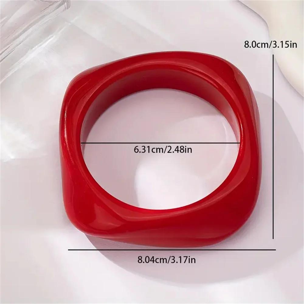 Square Candy Color Texture Irregular Acrylic Gentle Bangle Bracelet Exaggerated Personality Versatile Style Mass Trend Jewelry
