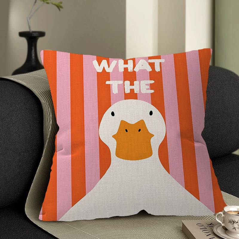 What The Duck Print Art Funny Cute Animal Pillow Gift Home Office Decoration Bedroom Sofa Car Cushion Cover Case X