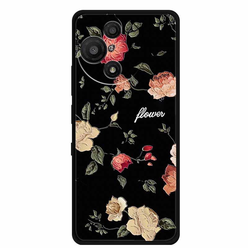 For TCL 60 SE Nxtpaper Case 3D Emboss Relief Flowers Black TPU Silicone Soft Back Cover Cases For TCL 60R Case 6.7" Fundas Bag