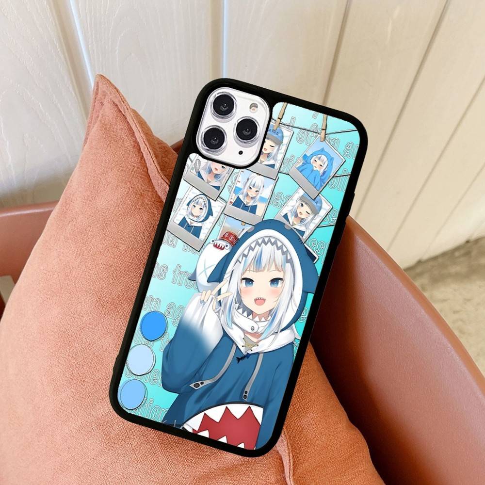 Cute G-Gawr Gura Virtual Phone Case For IPhone 17 16 Pro Max 11 12 13 14 15 Hard PC+TPU Bracket Back Cover