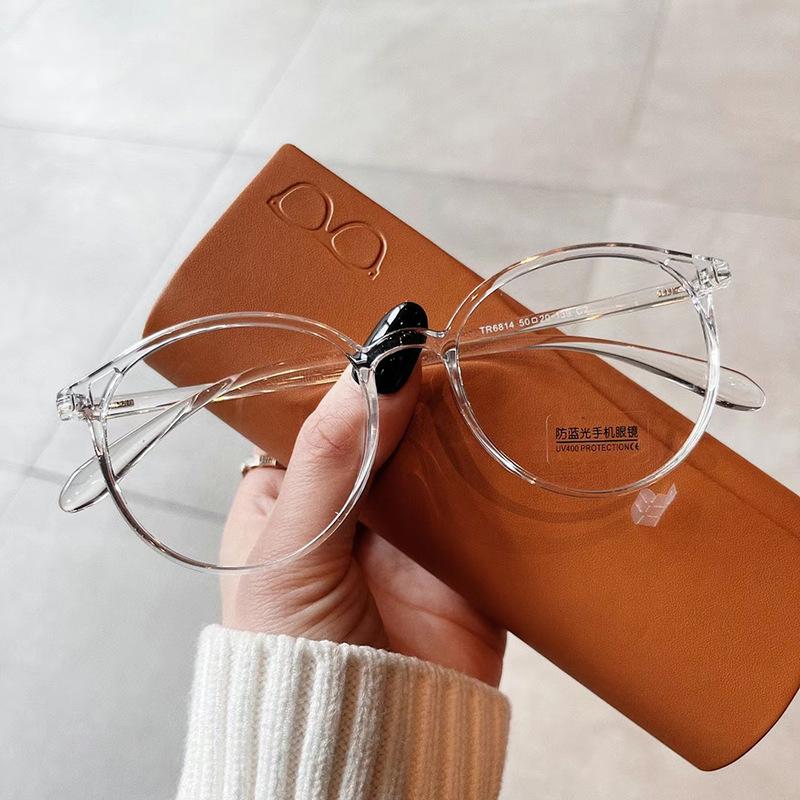 Blue Light Blocking Eyeglass Frame For Women Round Shape  Material Eyeglasses Frames Men Vintage Stylish Decorative Glass
