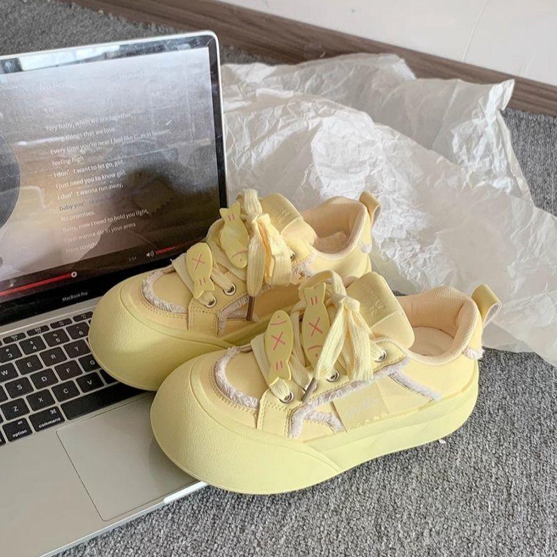 

High-value original board shoes women s new spring and autumn versatile shoes platform white shoes niche bread shoes 40 жёлтый