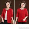Autumn Winter Women's Round Neck Embroidered Cardigan Sweater Thickened Loose Knit Cardigan