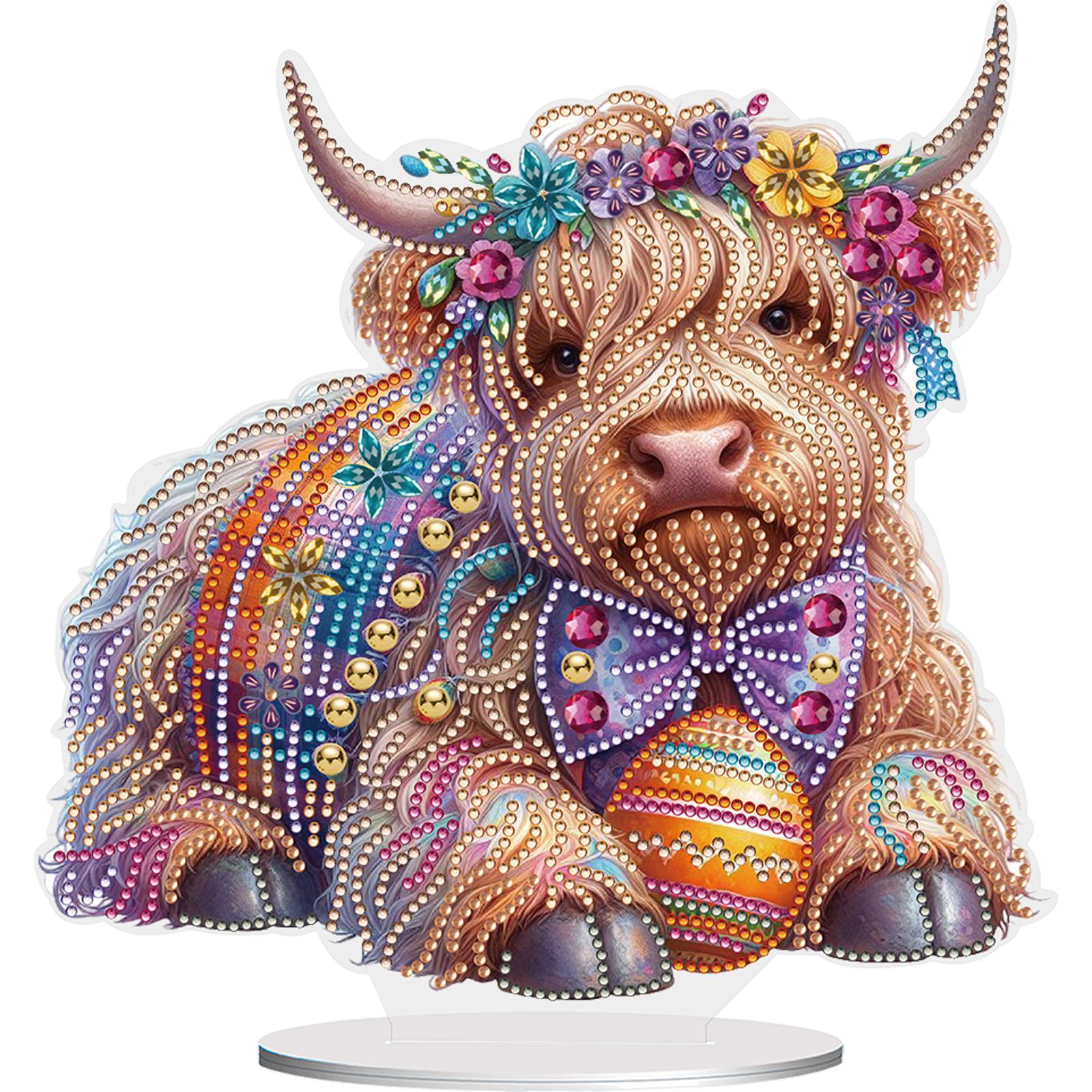 

2D/Flat Yak DIY Desktop Diamond Art Kits Single-Sided Drill 5D DIY Diamond Art Tabletop Decorations Special Shape for Home Decor