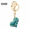 Zinc Alloy Key Ring Sparkling Rhinestone Love Heart Keychain , Car Purse Decoration Ring, Handbags Backpacks Charm Accessory, Gift for Women