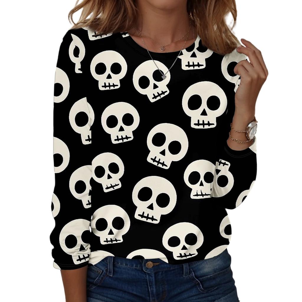 Women's Casual Long Sleeve Print Crewneck Top