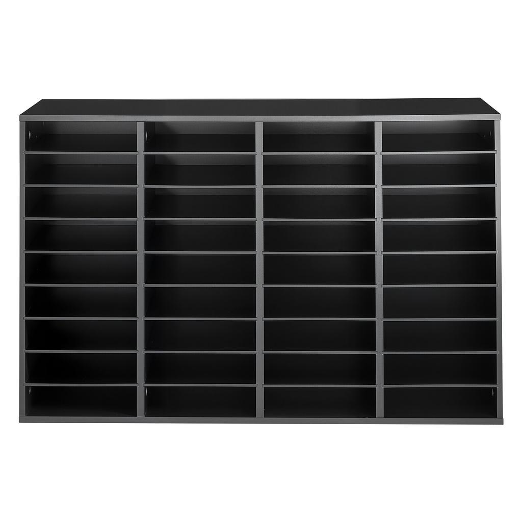 VEVOR Wood Literature Organizer 36 Compartments Office Mailboxes Black, Countertop Literature Sorter for Files Documents Papers