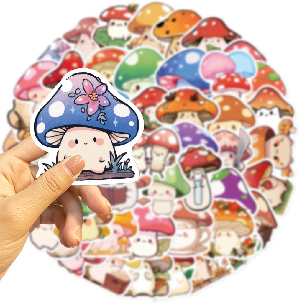 50 Cartoon Colorful Mushroom Graffiti Stickers Guitar Notebook Suitcase DIY Waterproof Stickers