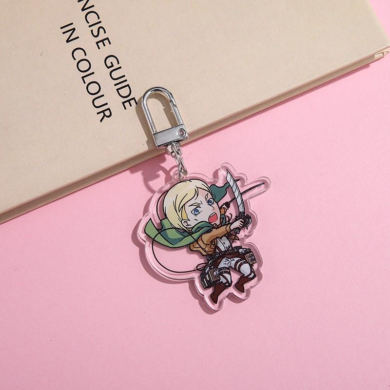 1/7Pcs Anime Figures Attack on Titan Acrylic Car Keychain Backpack Pendant Funny Bag Charms Accessories Decoration Holiday Gifts