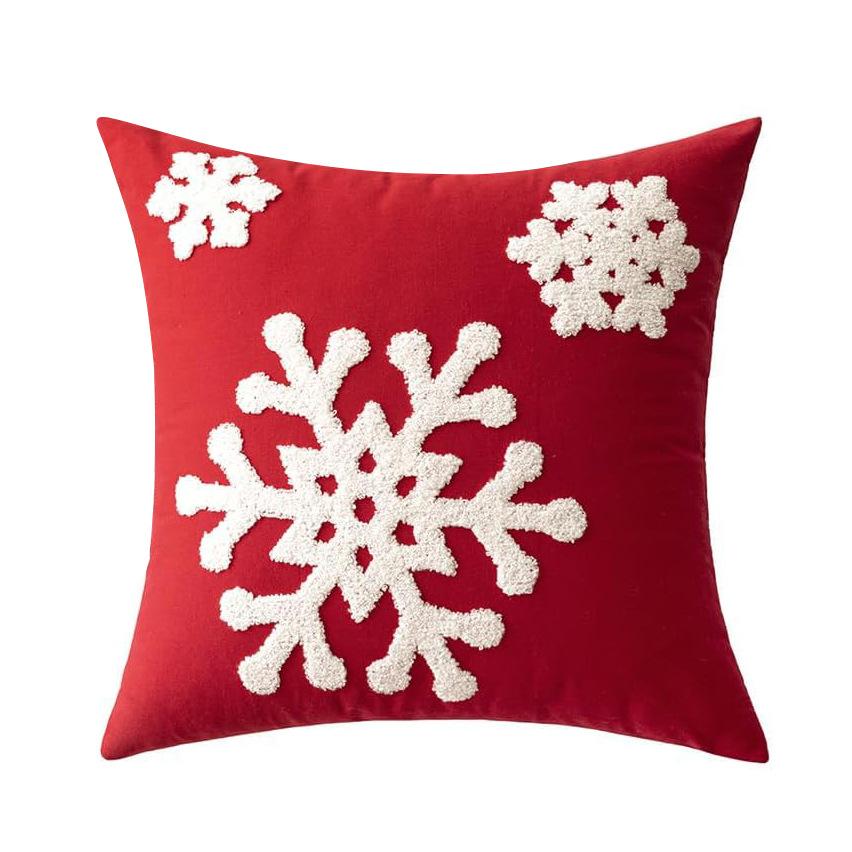Snowflake Embroidered Throw Pillow Covers for Couch Christmas New Year Holiday Decorative Cushion Case Home Decor 45x45 cm 2 Pack