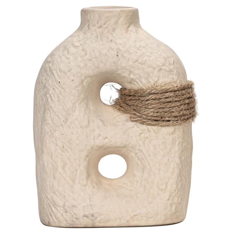 Earth Glaze Small Flower Insert Simple Binding Rope Ceramic Vase Creative Home Decoration Process Ornament
