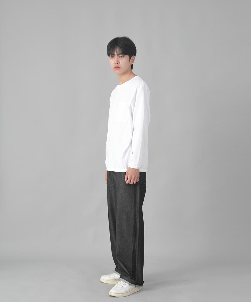 Seinteukeulu Black P-Line Ex Wide Pants Plw-341 Denim Black