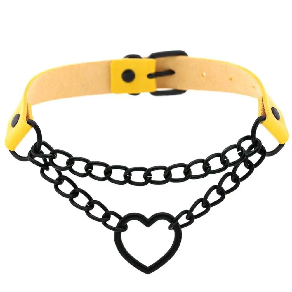 Vintage Herz Halskette Halsband mit Kette Goth Kragen für Mädchen Grunge Punk süße Kawaii Egirl Chocker Harajuku Zubehör
