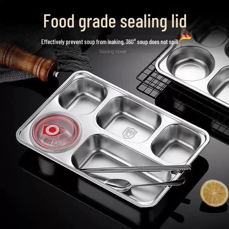 Huìhuáng 304 Stainless Steel Divided Lunch Tray Set
