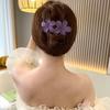 Girl Hair Clip Flower Decor Solid Color Elastic Spring Fix Tightly Anti-slip Hair Decoration Frosted Pointed Sticks Lady Hairpin Hair Accessory