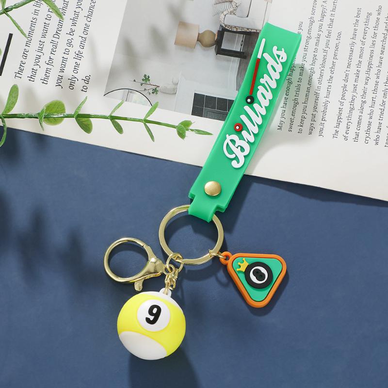 Creative Billiard Pool Keychain Table Ball Key Ring Lucky Black Key Chain 25Mm Resin Ball Jewelry Gift