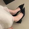 Fashion Butterfly-Knot Fashion Pointed Toe Ladies Heels Pumps Shoes 2025 New Silk Female Slip On Footwear Shallow Women Low Heel Shoes