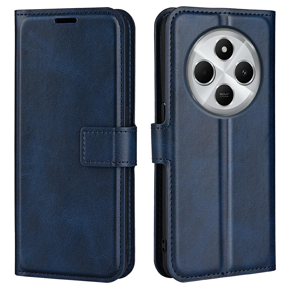 

For Xiaomi Poco C75 4G/Redmi 14R 5G/14C 4G Stand Case Anti-Scratch Calf Texture Leather Phone Cover Blue