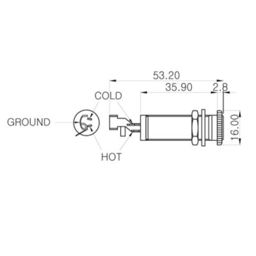 Montreux Cylinder Stereo Jack NI with Cable Clamp No.1653 Stereo Straight Jack Guitar Parts
