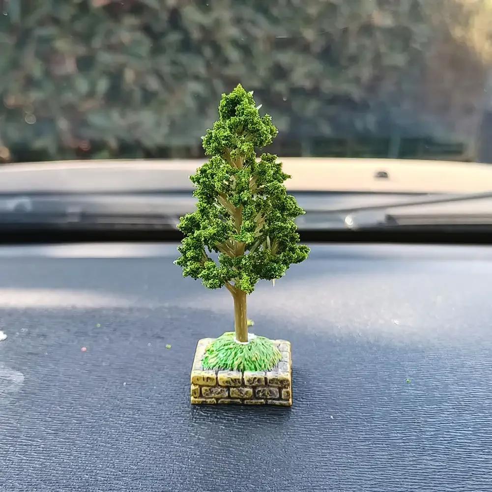 New Car Mini Tree Simulated Flower Ornament Square Base Interior Accessories Center Console Decorations Mounted Plant Ornament