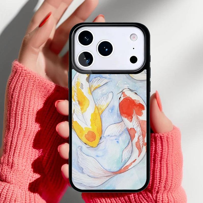 Koi Carp Fish Yin Yang Phone Case for iPhone 17 16 15 14 13 Pro Max Back Cover for 12 11 Pro Coque