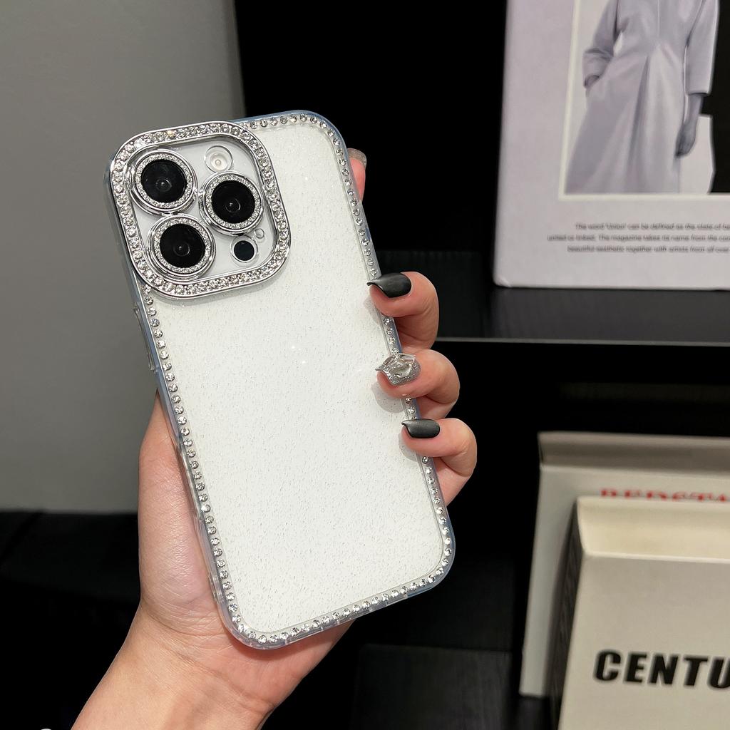 Single-sided diamond glitter mobile phone case is suitable for Apple 16promax trend 15/14 light luxury flash diamond protective case 17PRO.