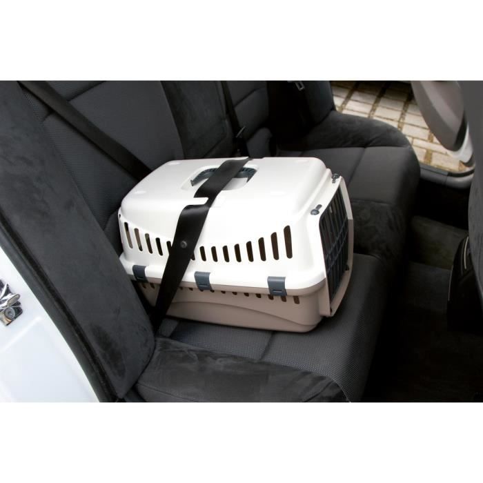 Kerbl Hundetransportbox - EXPEDITION - 48x32x32cm - Creme und Taupe - Autosafe