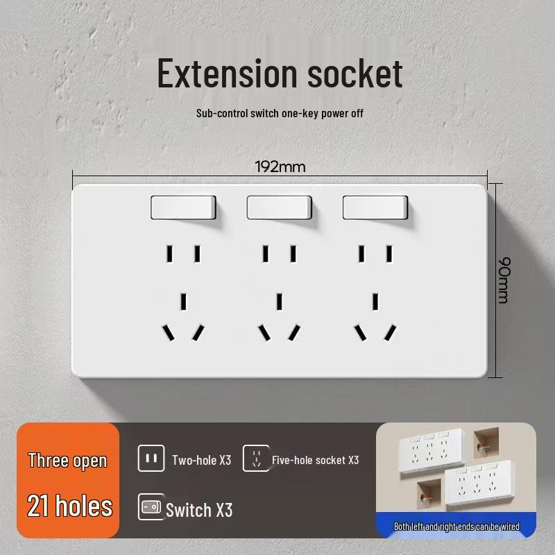 86 Type Multifunctional Wireless Socket Converter with Switch