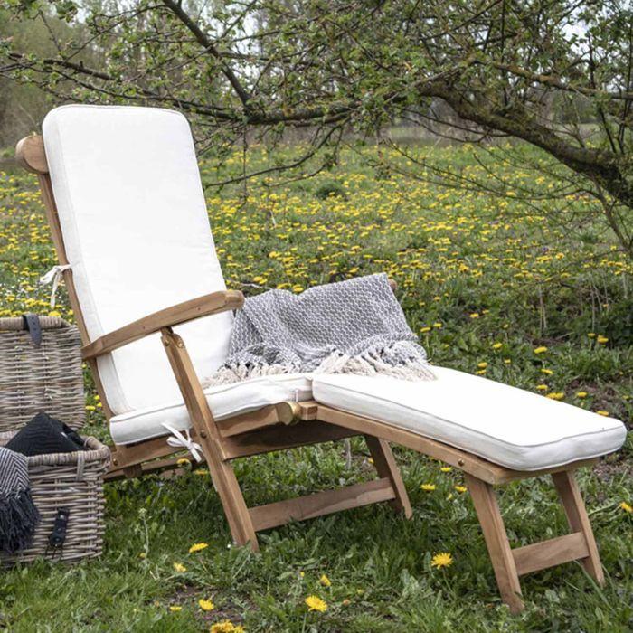 2 Chaises longues en teck ARRECIFE avec coussin