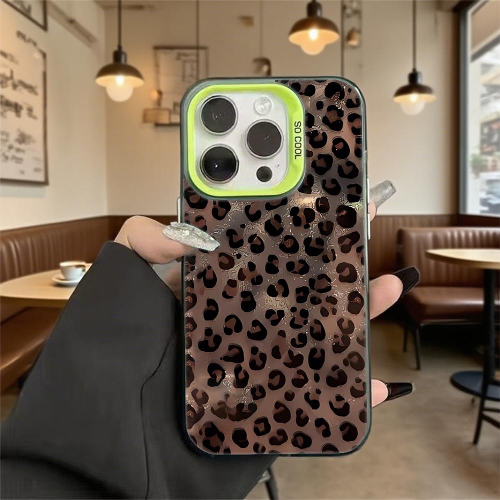 Leopard Print Shockproof Phone Case for Iphone 16 15 14 13 12 11 Pro Max/Mini Anti-Scratch Premium Hard Cover