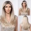 LOUIS FERRE Parrucca sintetica frontale in pizzo marrone lungo a strati 13x4x1 Parrucche in pizzo dritto marrone scuro con attaccatura naturale dei capelli Capelli finti morbidi quotidiani