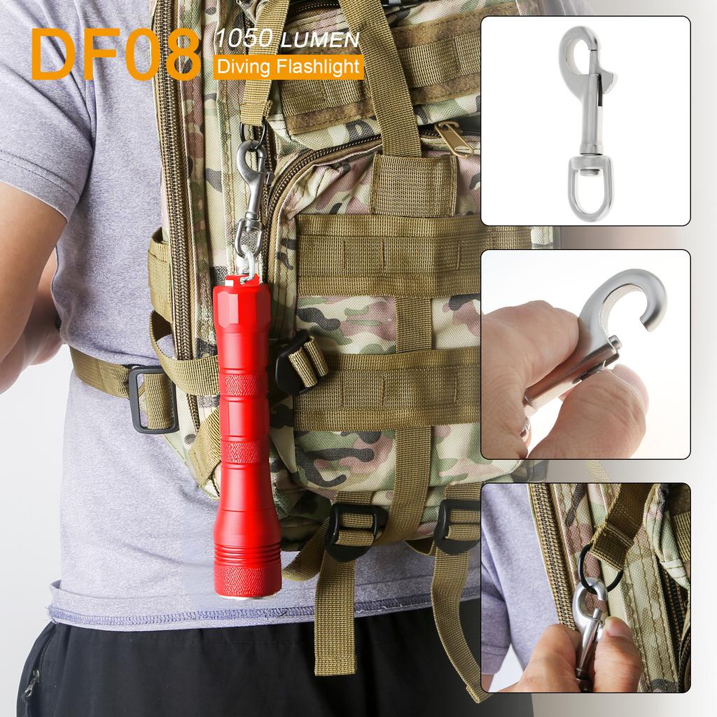 SecurityIng DF08 Scuba Diving Flashlight 1050LM Underwater 150m Deep Waterproof Torch Light with 9 Degree Beam Angle