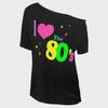 Women's Retro 'I Love 80s Disco' Off-Shoulder Medium Sleeve Top